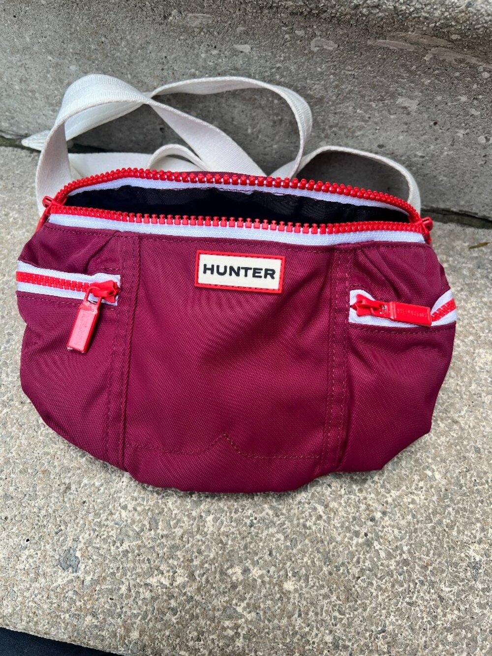 Hunter Original Nylon Bumbag – Burgundy/Red/White – Crossbody Fanny Pack